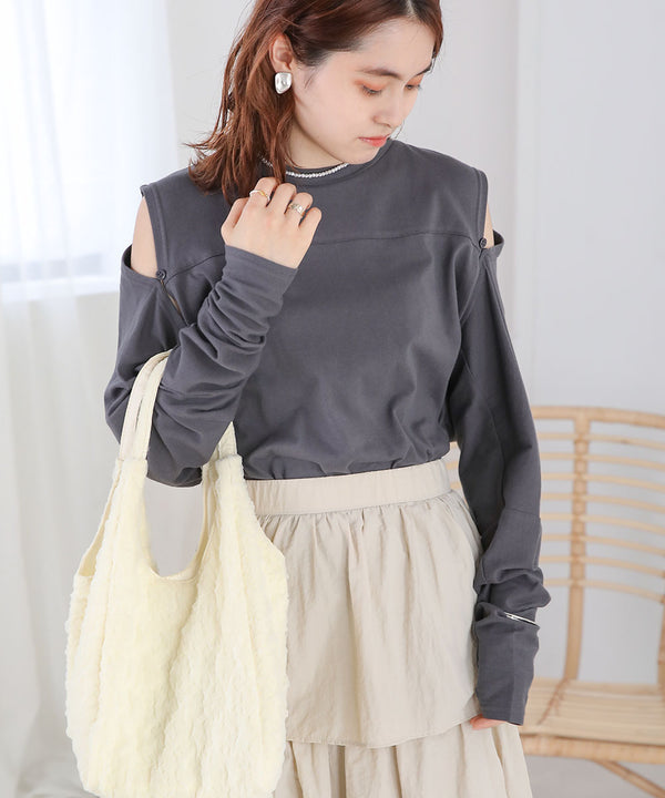 2WAY SLEEVE SLIT TOPS