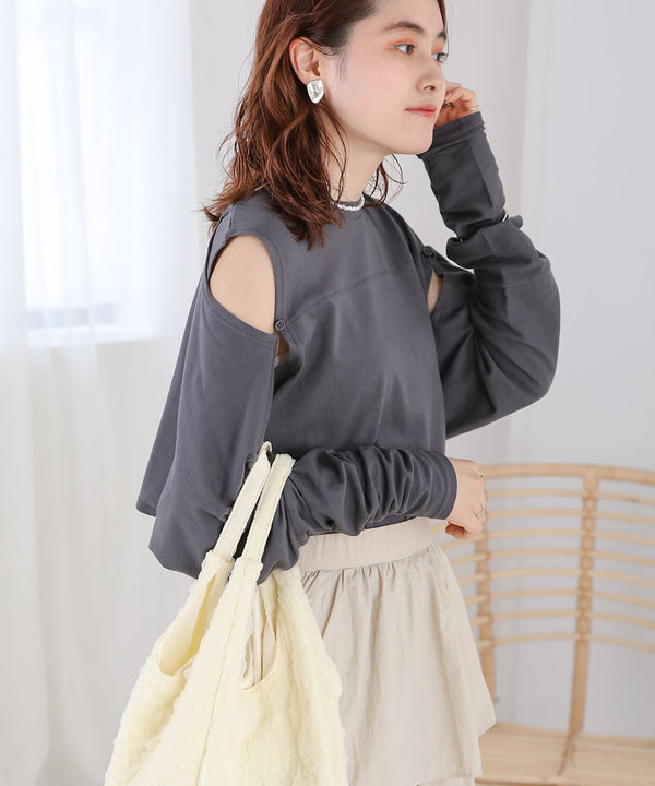 2WAY SLEEVE SLIT TOPS