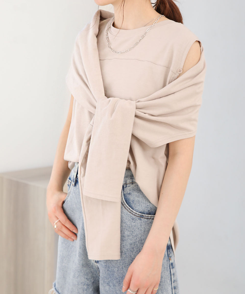 2WAY SLEEVE SLIT TOPS