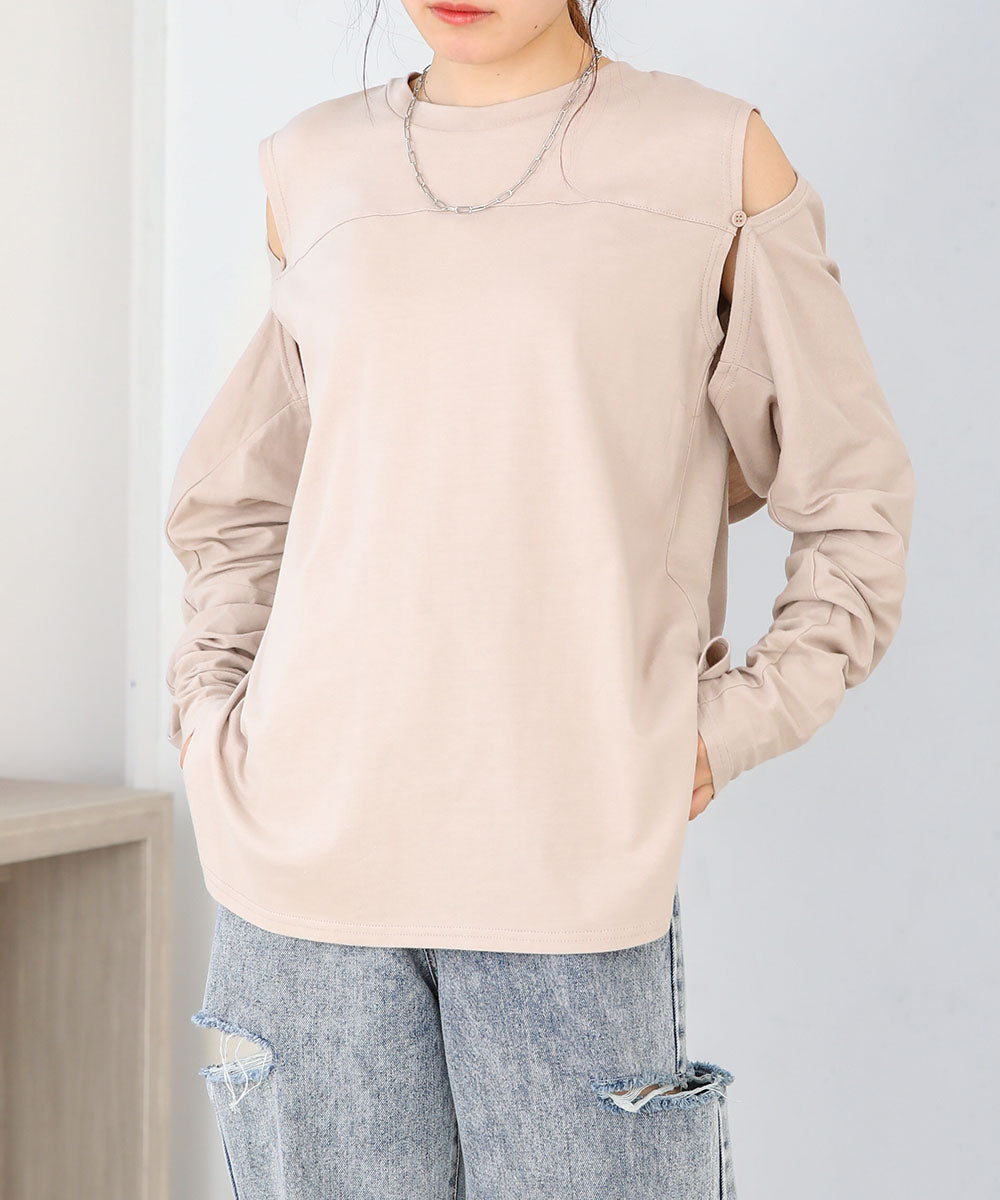 2WAY SLEEVE SLIT TOPS