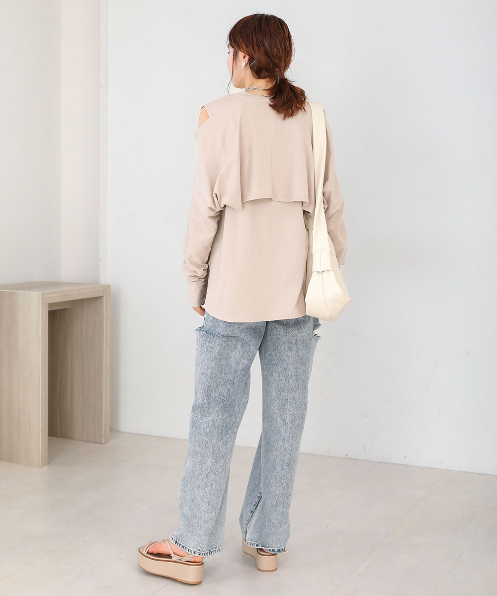 2WAY SLEEVE SLIT TOPS