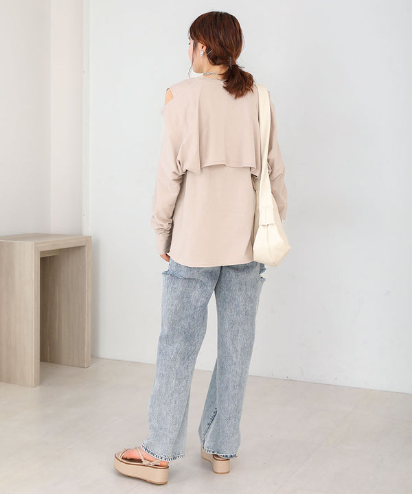2WAY SLEEVE SLIT TOPS