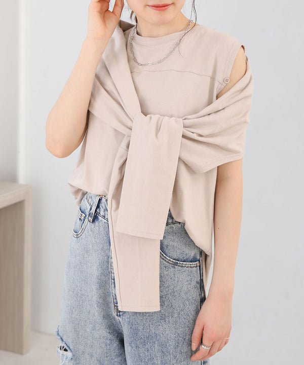 2WAY SLEEVE SLIT TOPS