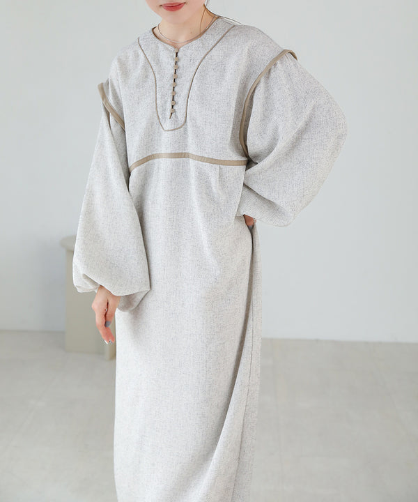 COLOR SCHEME PIPING TWEED ONEPIECE