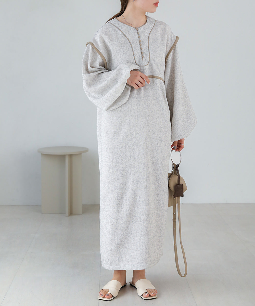 COLOR SCHEME PIPING TWEED ONEPIECE