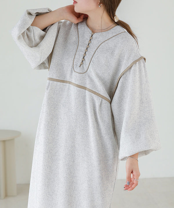COLOR SCHEME PIPING TWEED ONEPIECE