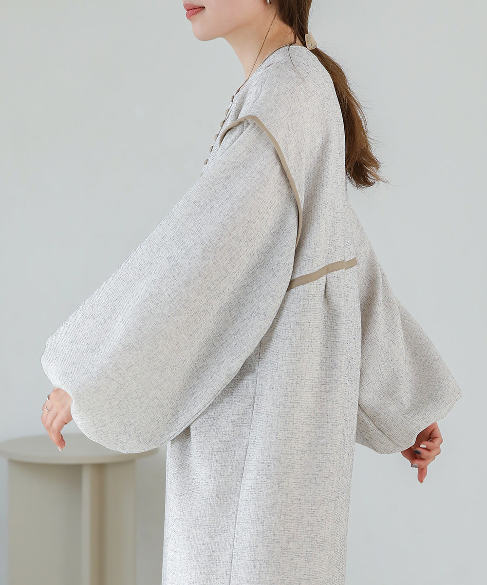 COLOR SCHEME PIPING TWEED ONEPIECE