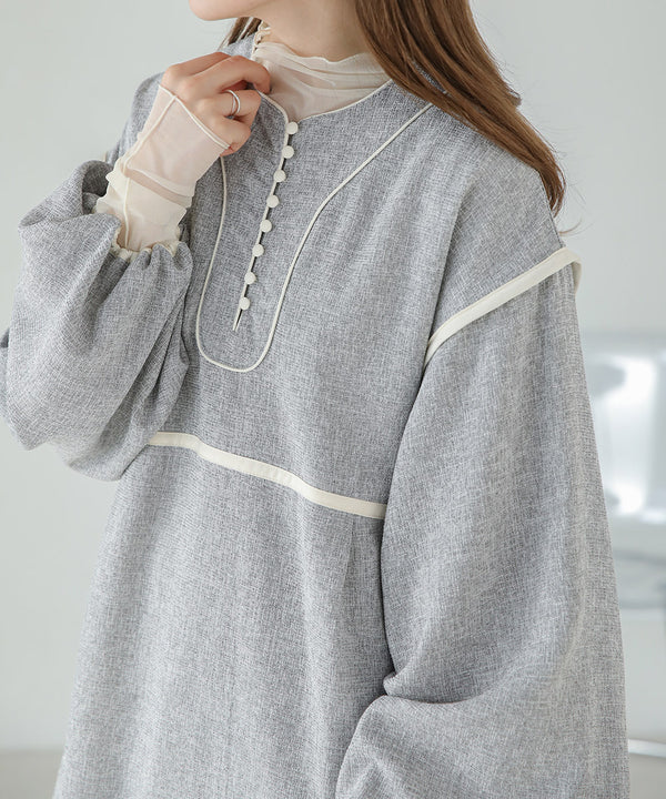 COLOR SCHEME PIPING TWEED ONEPIECE