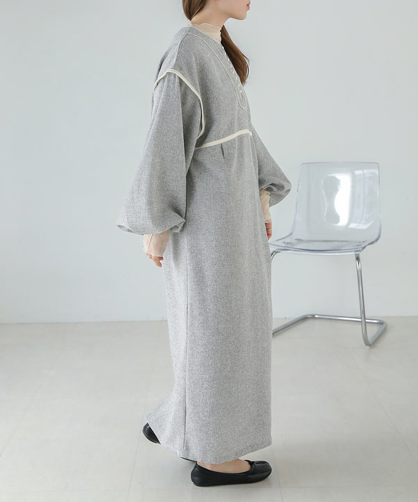COLOR SCHEME PIPING TWEED ONEPIECE
