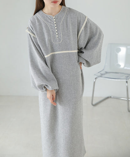 COLOR SCHEME PIPING TWEED ONEPIECE