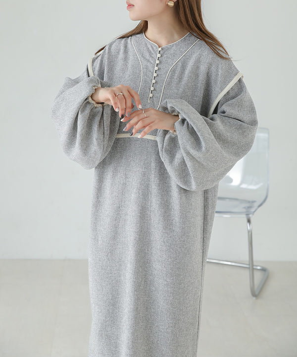 COLOR SCHEME PIPING TWEED ONEPIECE