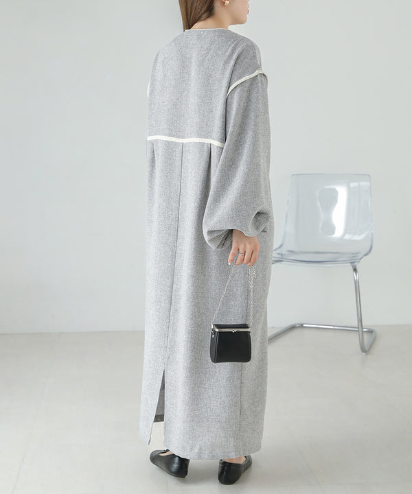 COLOR SCHEME PIPING TWEED ONEPIECE