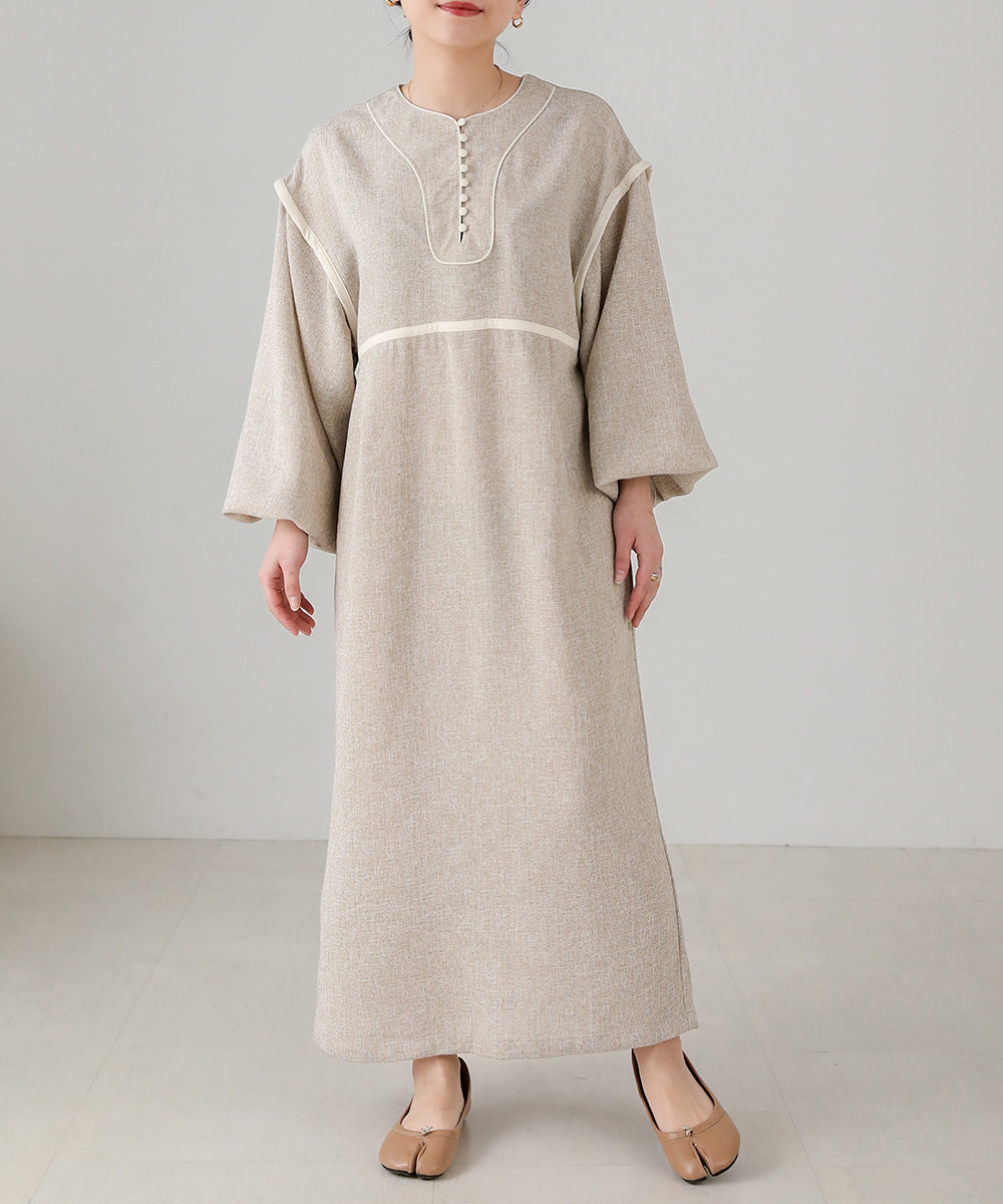 COLOR SCHEME PIPING TWEED ONEPIECE