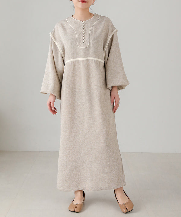 COLOR SCHEME PIPING TWEED ONEPIECE