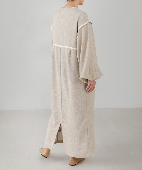 COLOR SCHEME PIPING TWEED ONEPIECE