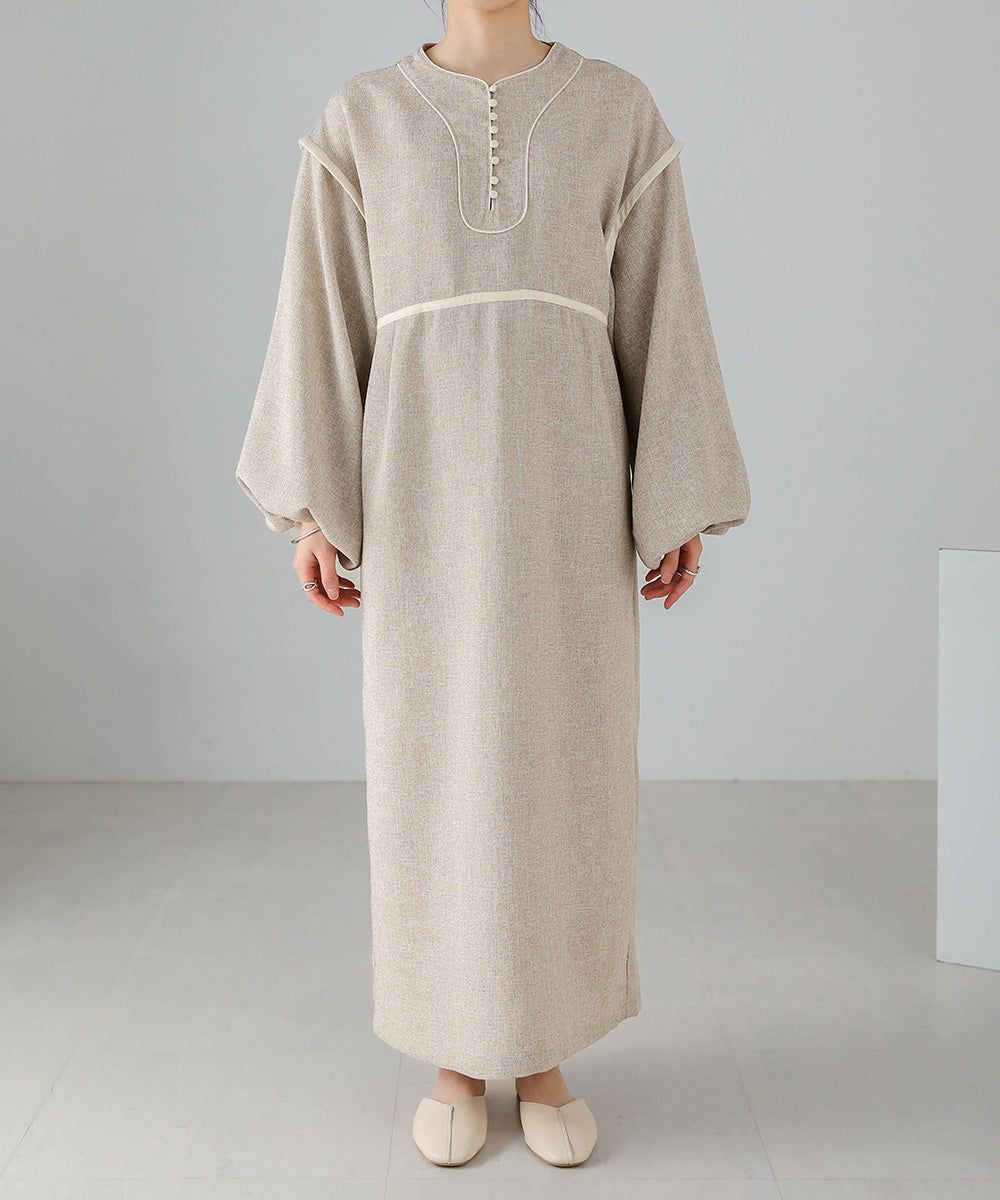 COLOR SCHEME PIPING TWEED ONEPIECE