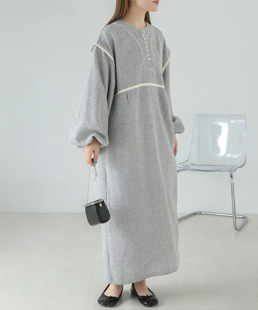 COLOR SCHEME PIPING TWEED ONEPIECE