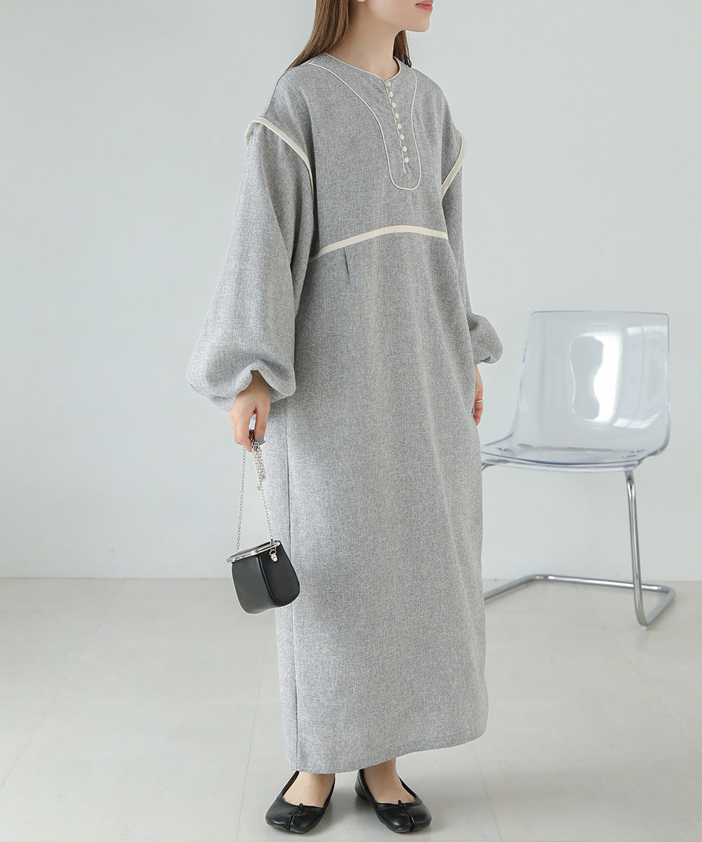 COLOR SCHEME PIPING TWEED ONEPIECE