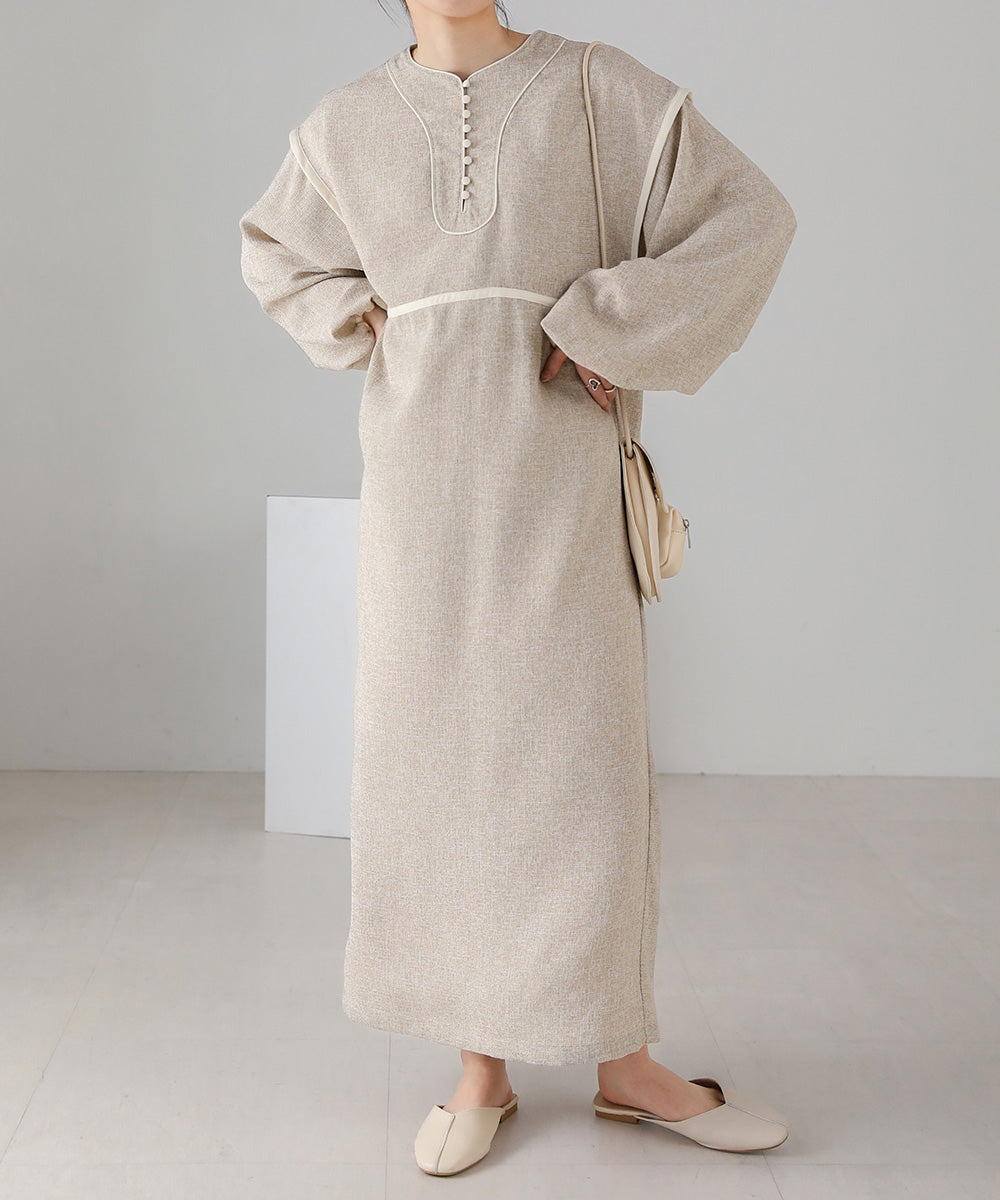 COLOR SCHEME PIPING TWEED ONEPIECE
