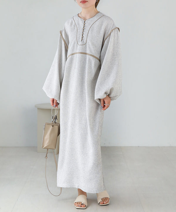 COLOR SCHEME PIPING TWEED ONEPIECE
