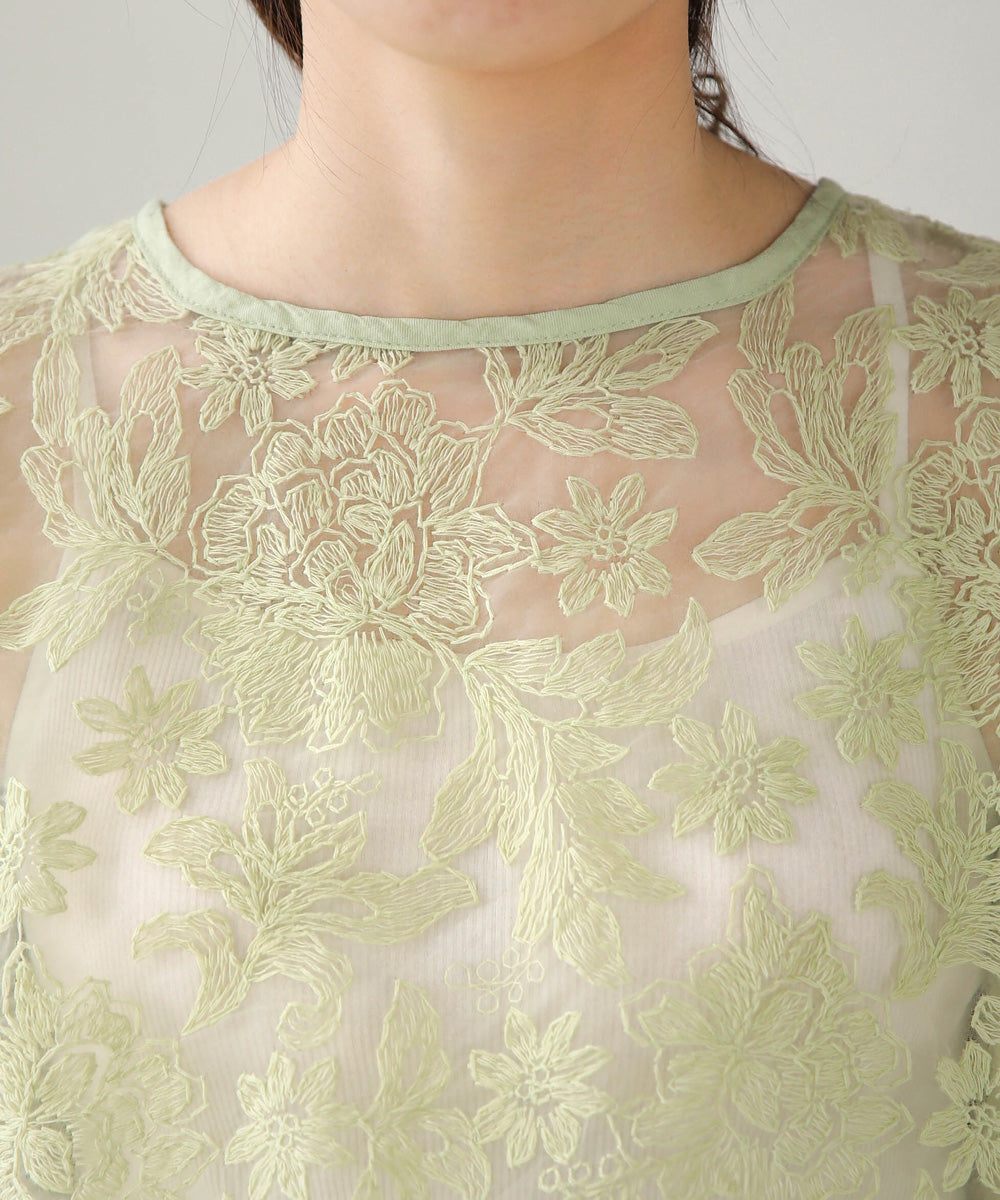 透明刺绣蕾丝衬衫