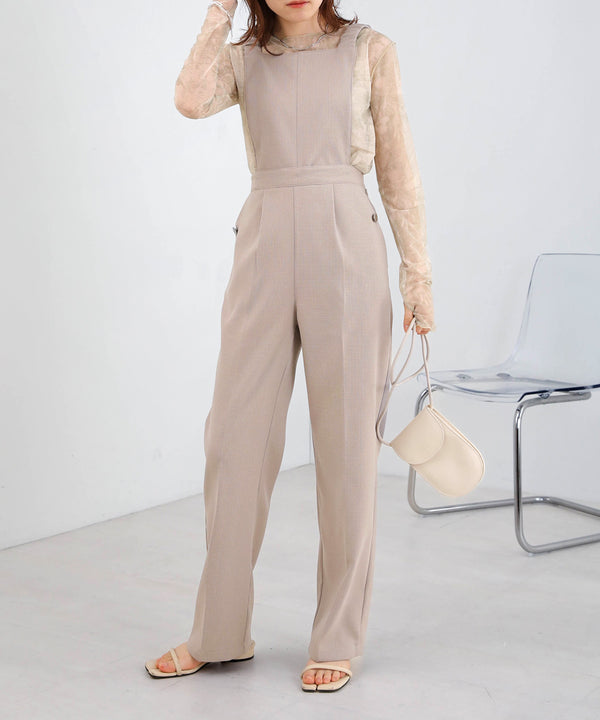 2WAY SHOULDER SHIRRING SALOPETTE