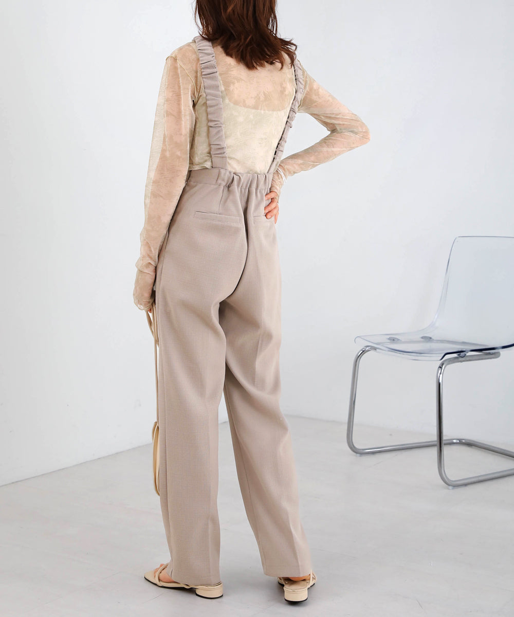 2WAY SHOULDER SHIRRING SALOPETTE