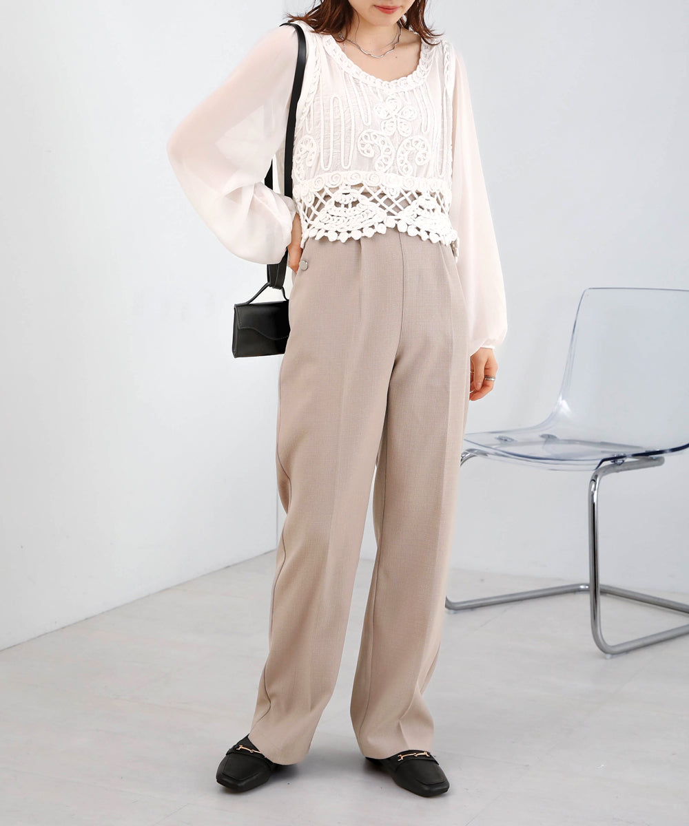 2WAY SHOULDER SHIRRING SALOPETTE