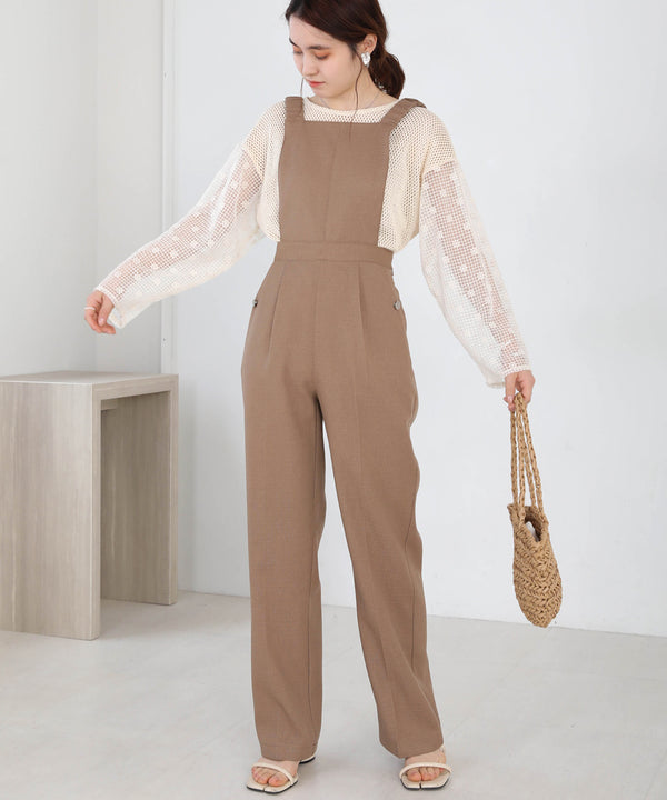 2WAY SHOULDER SHIRRING SALOPETTE