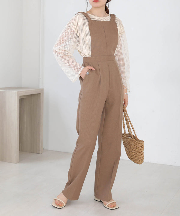 2WAY SHOULDER SHIRRING SALOPETTE