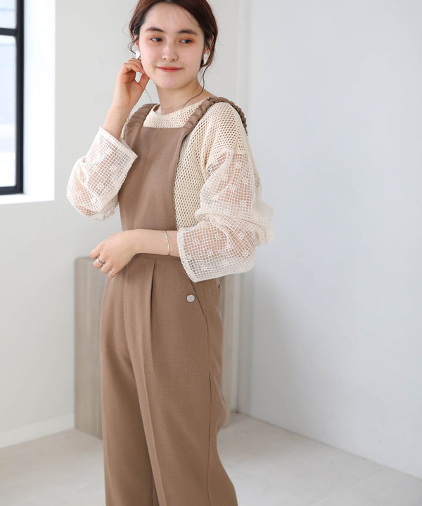 2WAY SHOULDER SHIRRING SALOPETTE