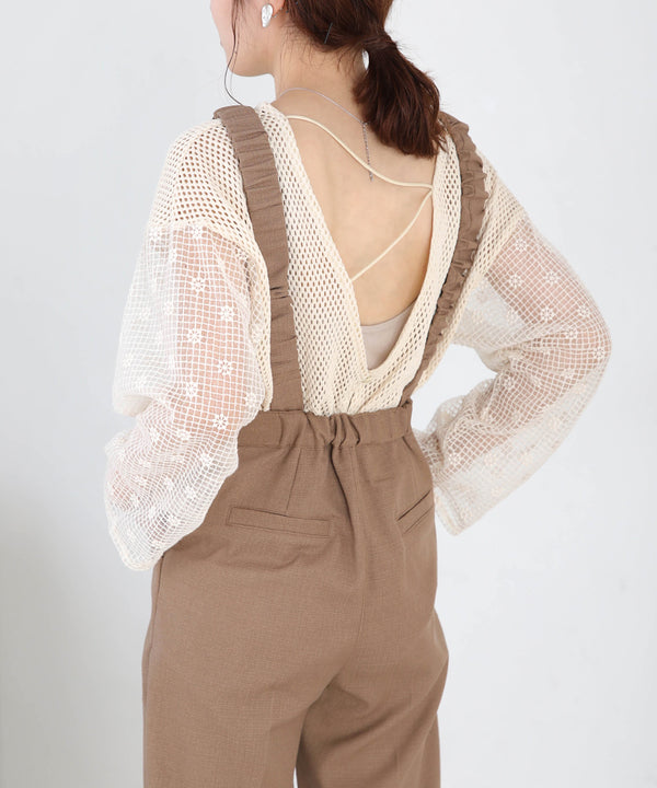 2WAY SHOULDER SHIRRING SALOPETTE