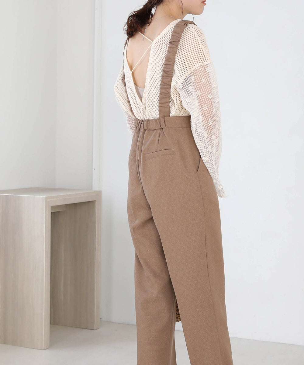 2WAY SHOULDER SHIRRING SALOPETTE