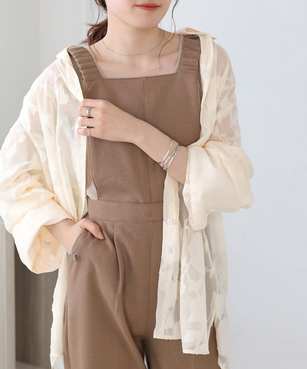 2WAY SHOULDER SHIRRING SALOPETTE