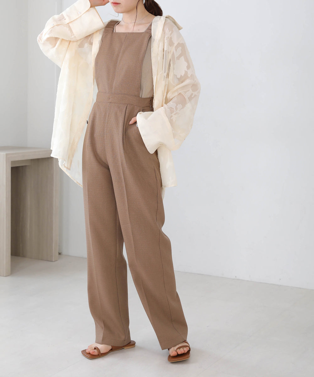 2WAY SHOULDER SHIRRING SALOPETTE