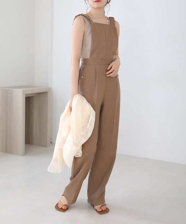 2WAY SHOULDER SHIRRING SALOPETTE