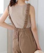 2WAY SHOULDER SHIRRING SALOPETTE