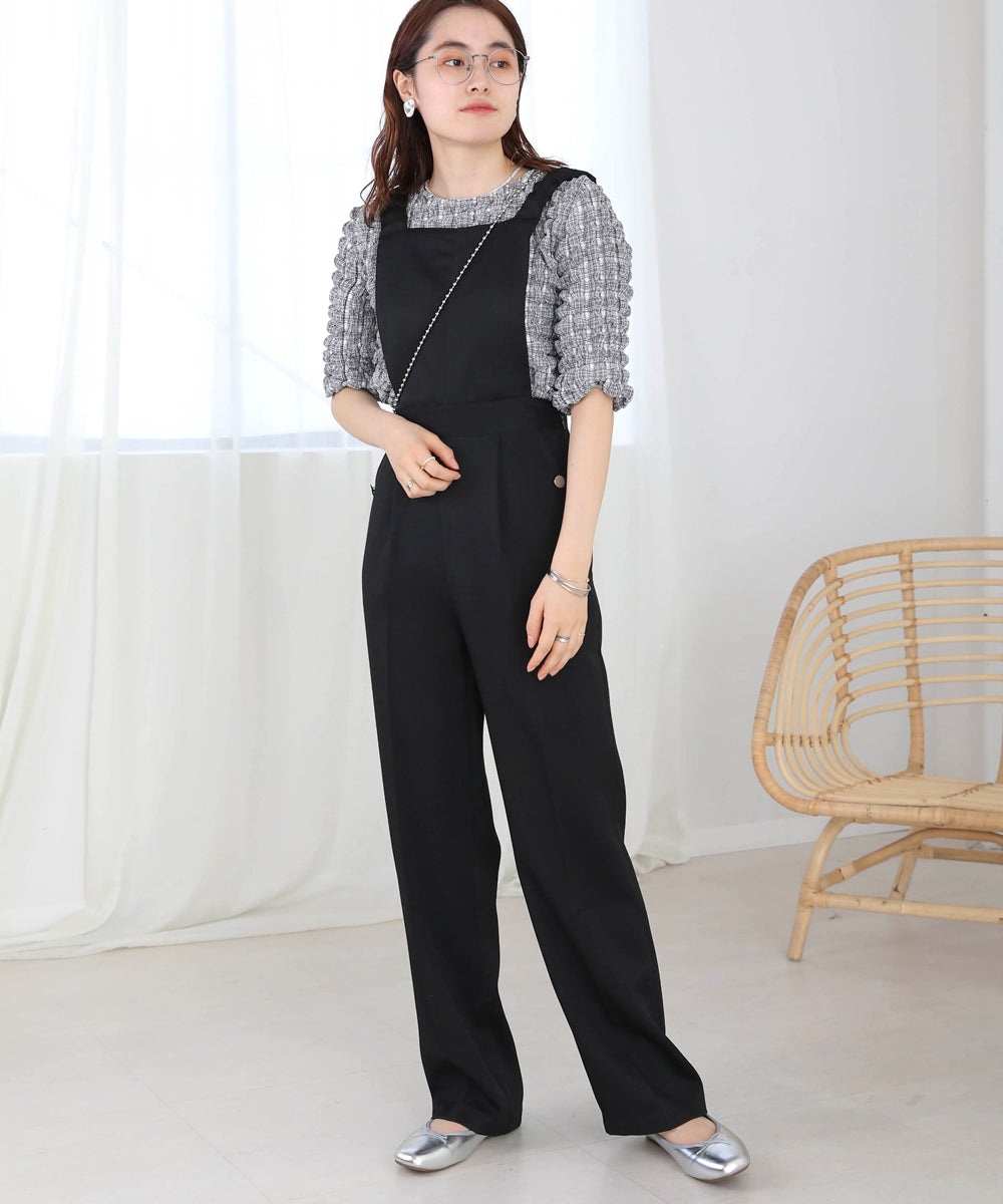 2WAY SHOULDER SHIRRING SALOPETTE