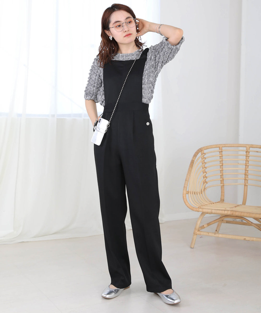 2WAY SHOULDER SHIRRING SALOPETTE