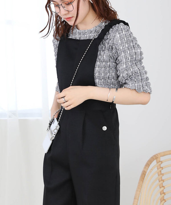 2WAY SHOULDER SHIRRING SALOPETTE