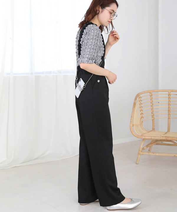 2WAY SHOULDER SHIRRING SALOPETTE