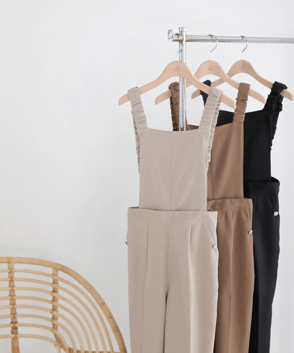 2WAY SHOULDER SHIRRING SALOPETTE