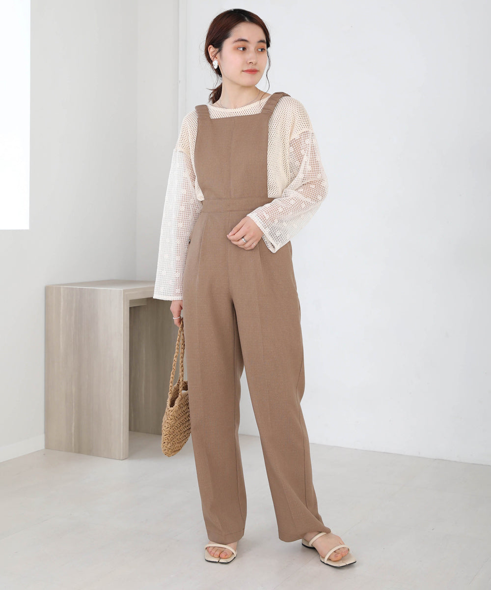 2WAY SHOULDER SHIRRING SALOPETTE