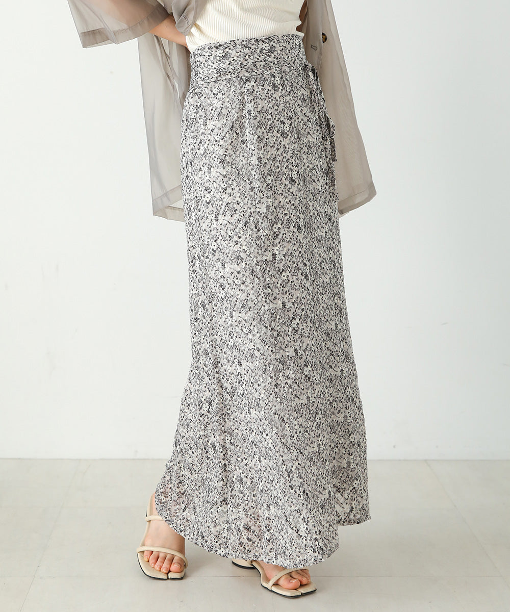 JACQUARD SMALL FLORAL FLARED SKIRT Bab