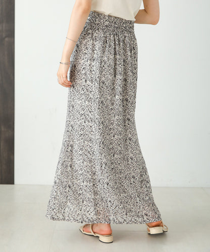 JACQUARD SMALL FLORAL FLARED SKIRT