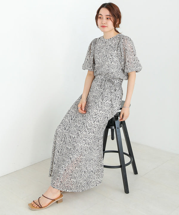 JACQUARD SMALL FLORAL FLARED SKIRT