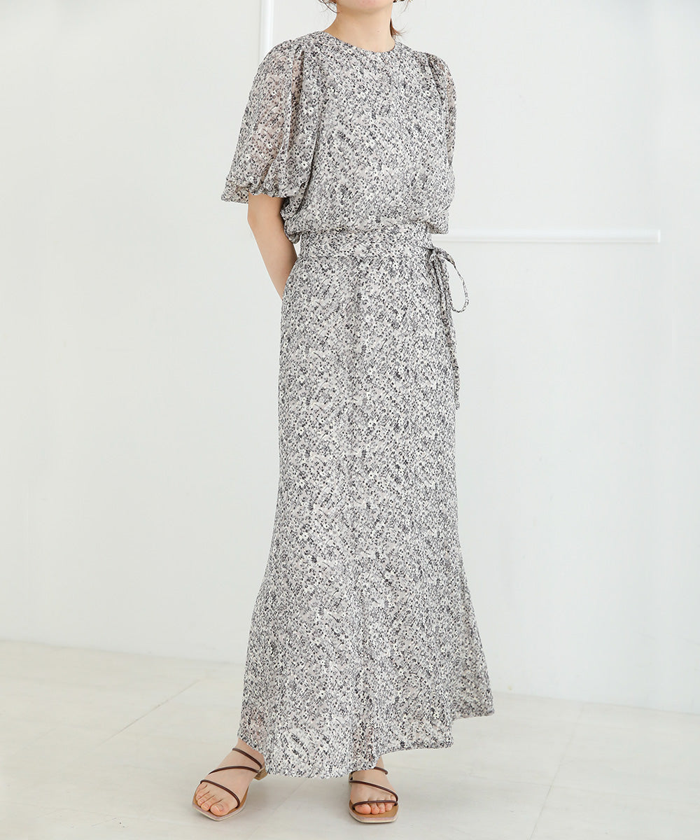 JACQUARD SMALL FLORAL FLARED SKIRT