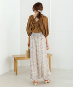JACQUARD SMALL FLORAL FLARED SKIRT