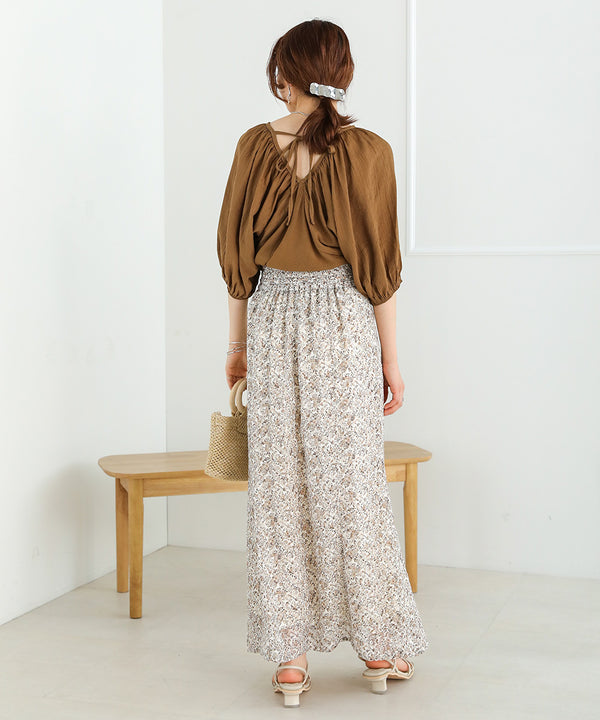 JACQUARD SMALL FLORAL FLARED SKIRT