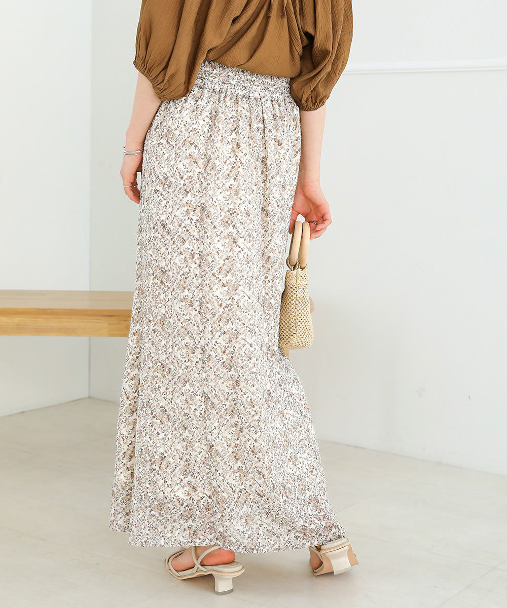 JACQUARD SMALL FLORAL FLARED SKIRT